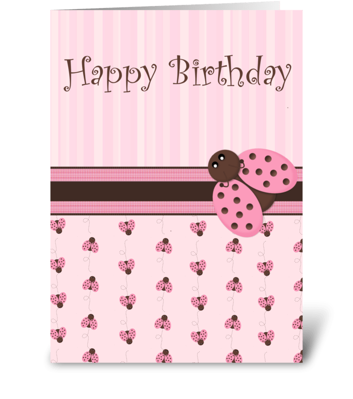 Pink & Brown Ladybug greeting card