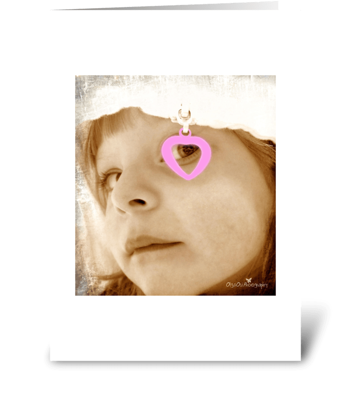 Pink heart greeting card