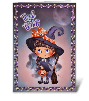 Little Trick-or-Treater greeting card