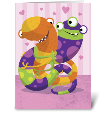 Monster Hugs greeting card