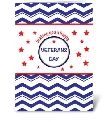 Veterans Day, Patriotic Chevron Stripes greeting card