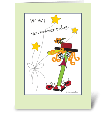 Birthday number seven greeting card