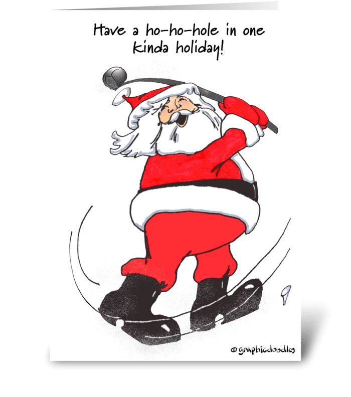 Santa golfing Christmas card. greeting card