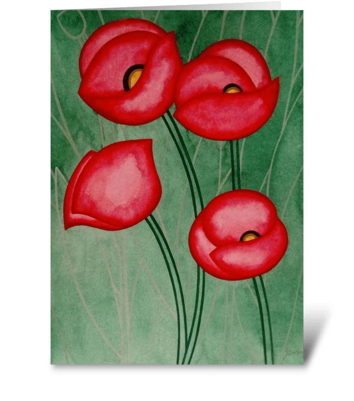 Red poppies greeting card