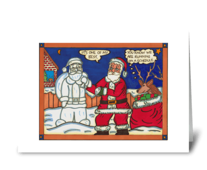 Snowman Santa greeting card