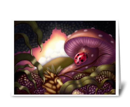Lady Bug on Mushroom  greeting card