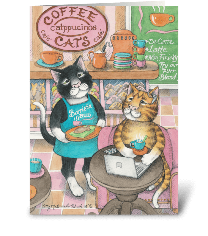 Internet Kitty Cafe' Birthday #40 greeting card