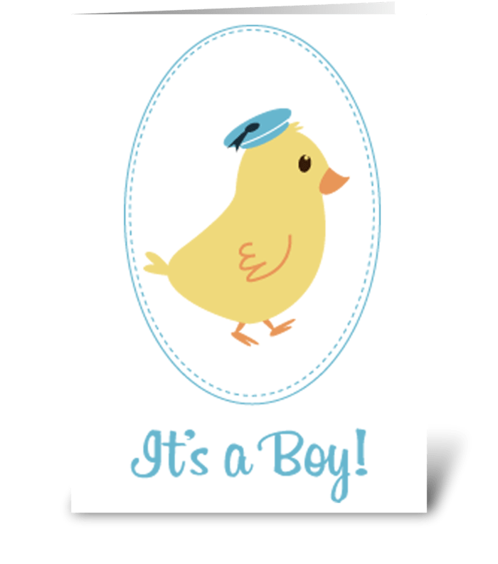 Little Boy Chick Baby Announcement greeting card