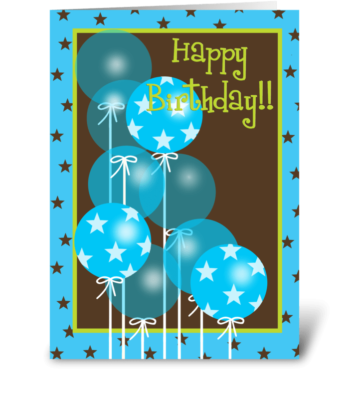 Happy Birthday Blue Balloons greeting card