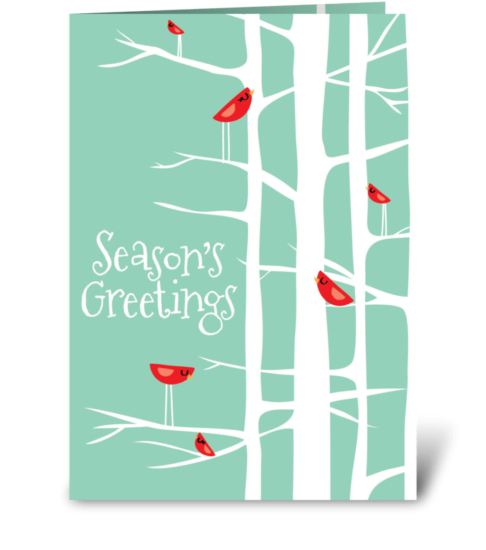 Winter Wonderland Teal/Red greeting card