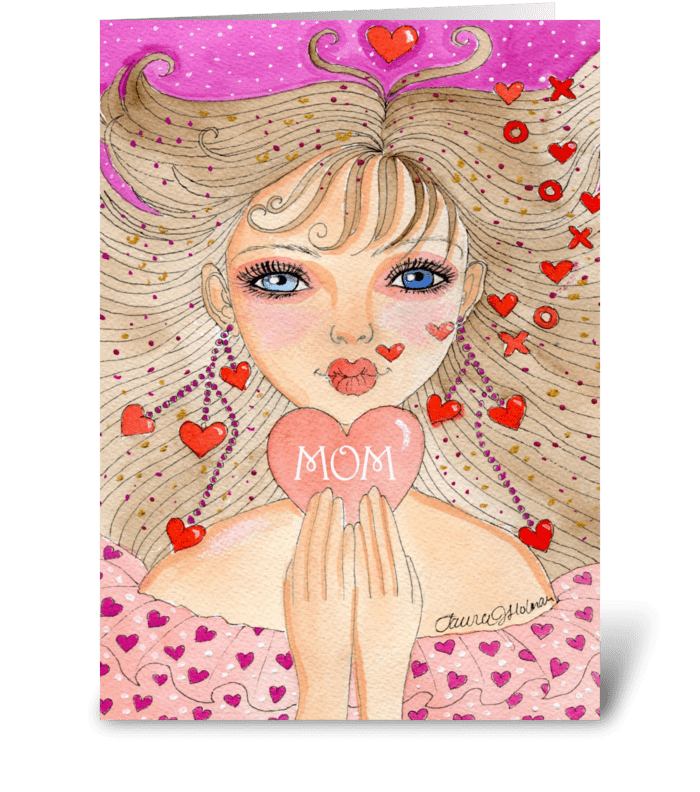 Hearts and Kisses Mother's Day greeting card