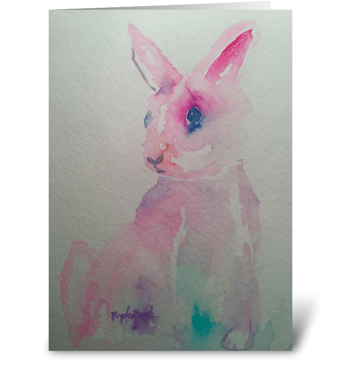 Pink Bunny Love greeting card