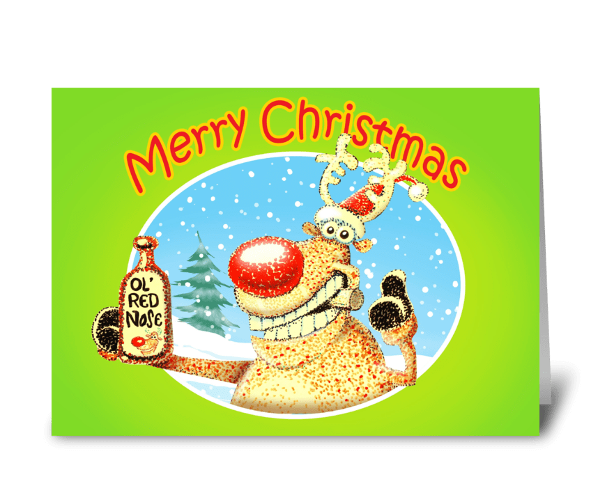Deer Beer Christmas Card greeting card