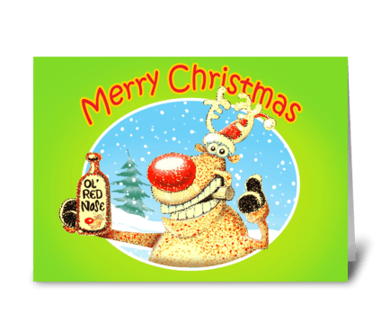 Deer Beer Christmas Card greeting card