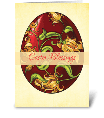 Easter Blessings, Egg with Lilies  greeting card