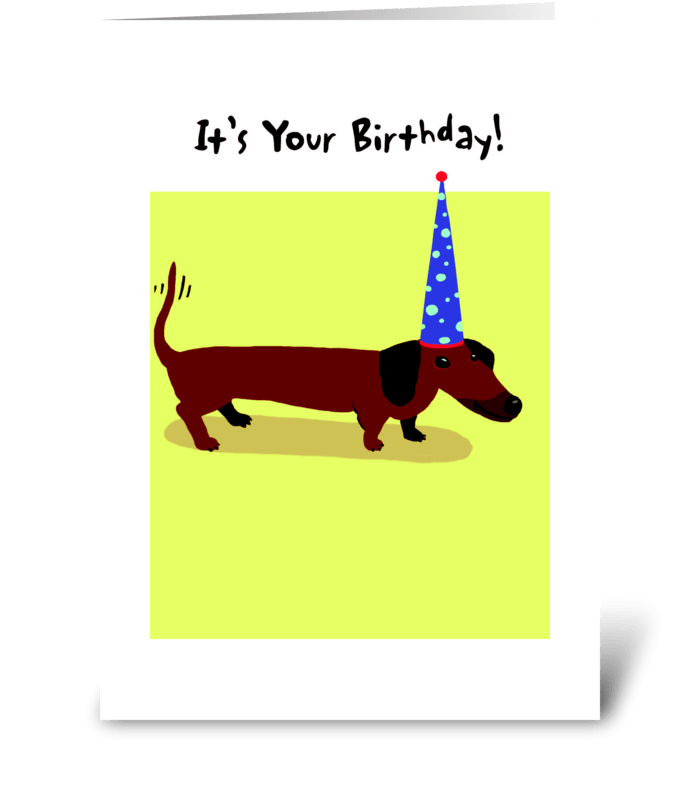 Dachshund Birthday Party Hat greeting card