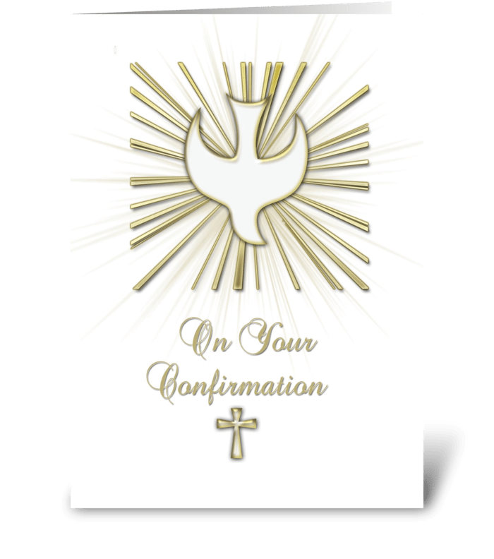 Confirmation Dove Gold greeting card