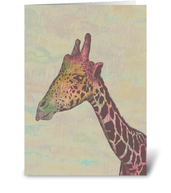 Technicolor Giraffe greeting card