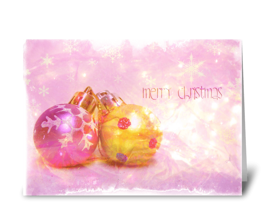 Merry Christmas in pink greeting card