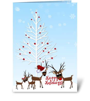 Winter, Reindeer, Happy Holidays greeting card