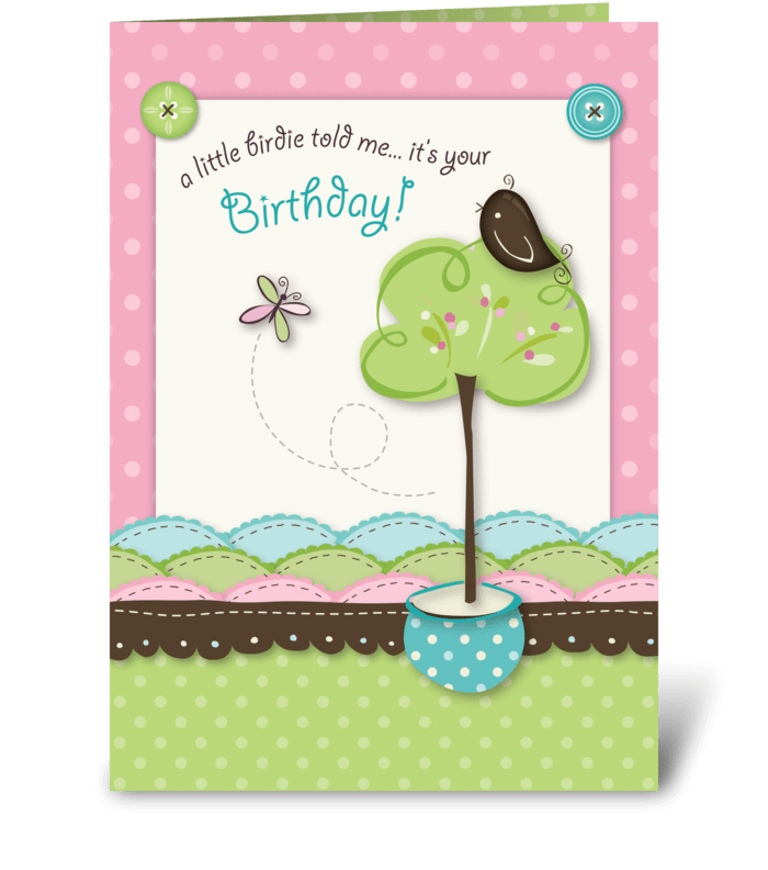 Little Birdie Birthday greeting card
