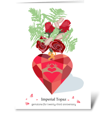 23rd Anniversary Topaz Heart Vase greeting card