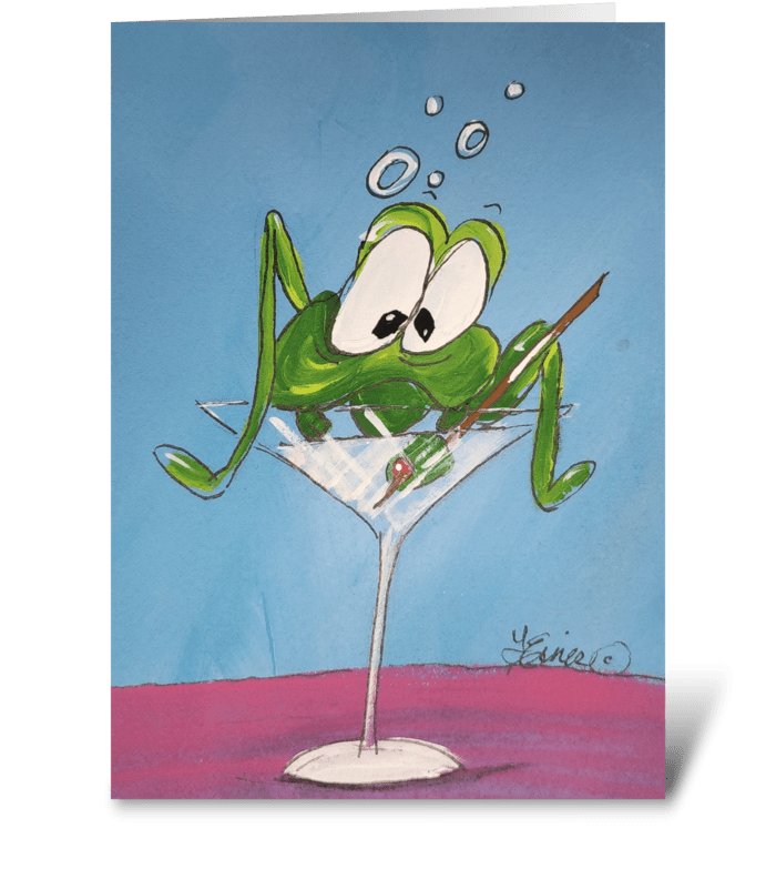Martini Frog greeting card