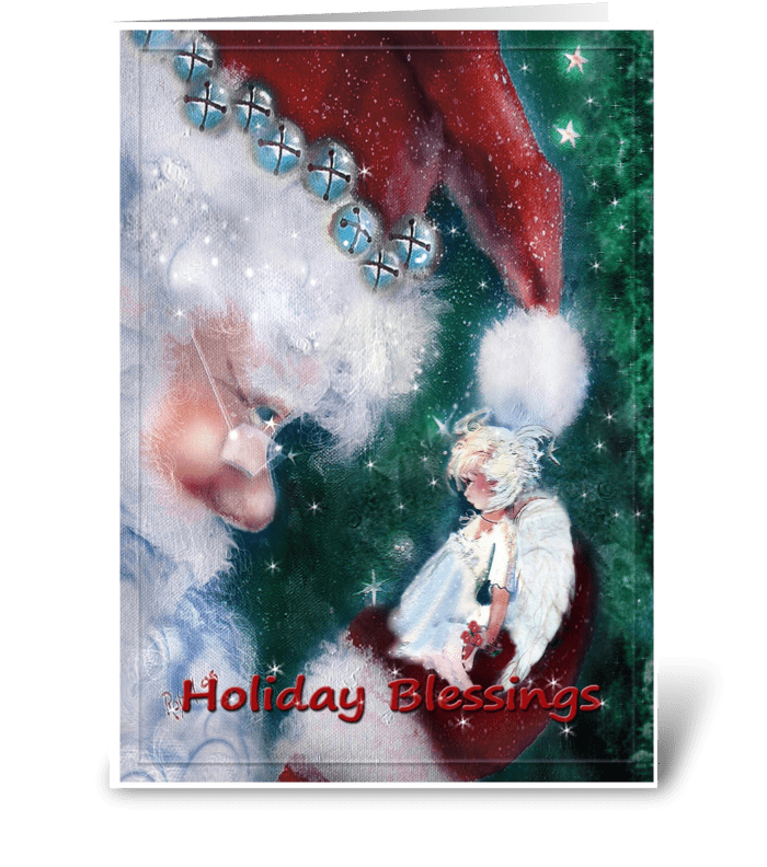 Santa's Holiday Angel greeting card