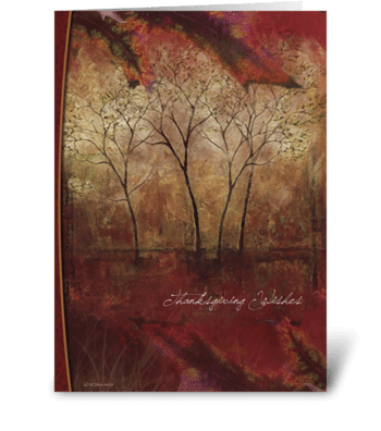 Painted Fall Trees Thanksgiving Card greeting card