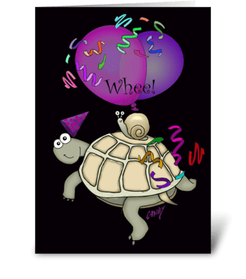Turtle Snail Happy Birthday. greeting card