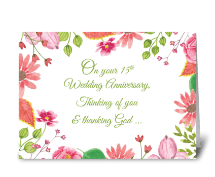 Religious 15th Wedding Anniversary greeting card