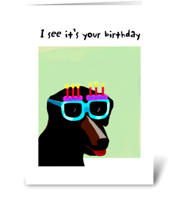 Lab Birthday Glasses Card greeting card