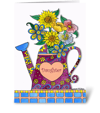 For Daughter Mother's Day Watering Can greeting card