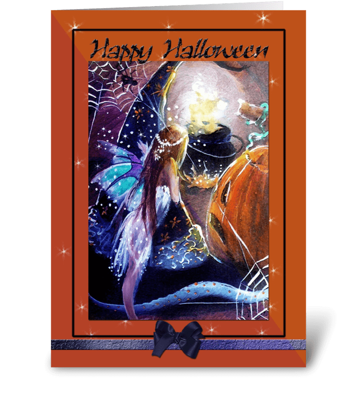 A fairy's Festive Halloween greeting card
