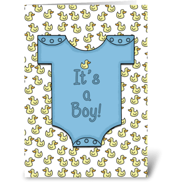 It's a Boy-Blue Outfit Ducky Collage greeting card
