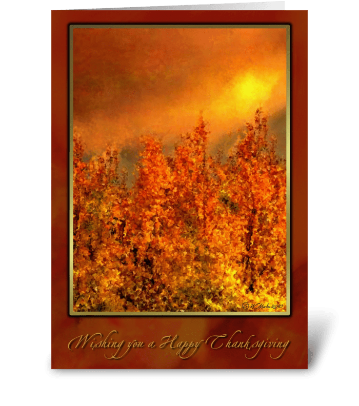 Golden Fall Sunset Thanksgiving Card greeting card