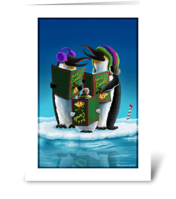 Caroling in the North Pole greeting card