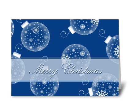Merry Christmas Blue Snow Decorations greeting card