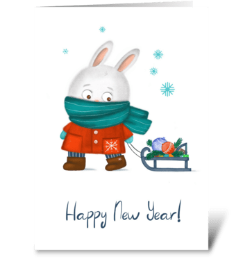 New year bunny greeting card