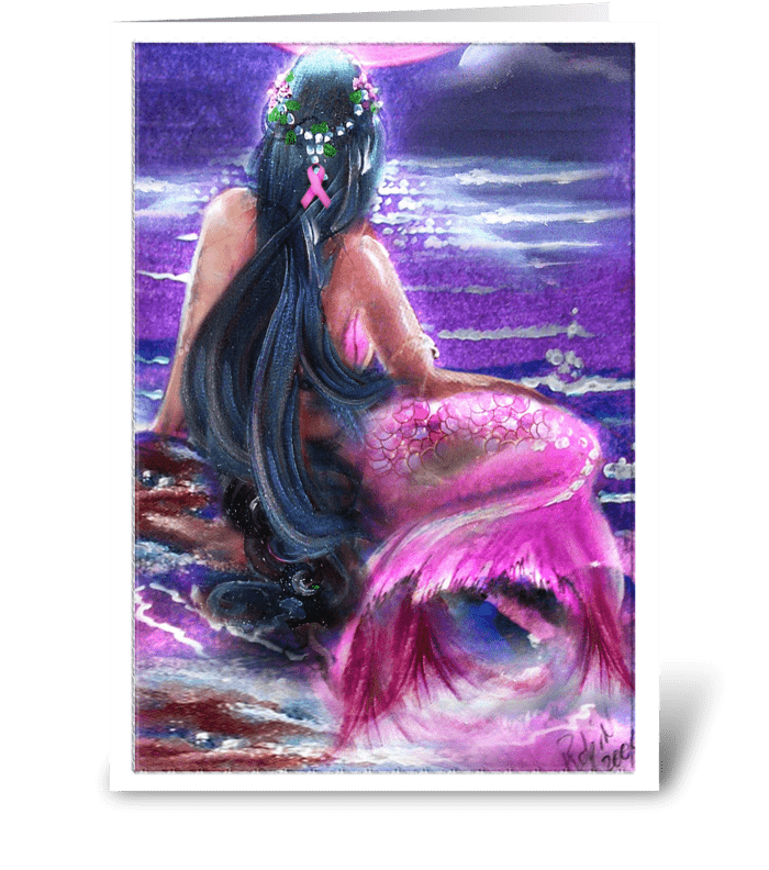 Survivor Mermaid in Pink greeting card