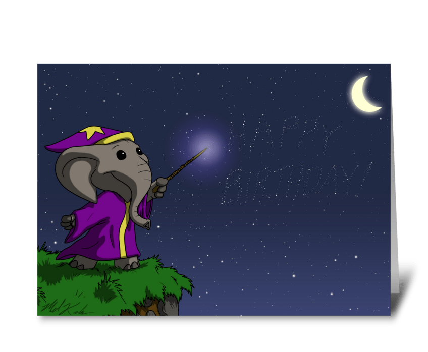 Wizard Elephant greeting card