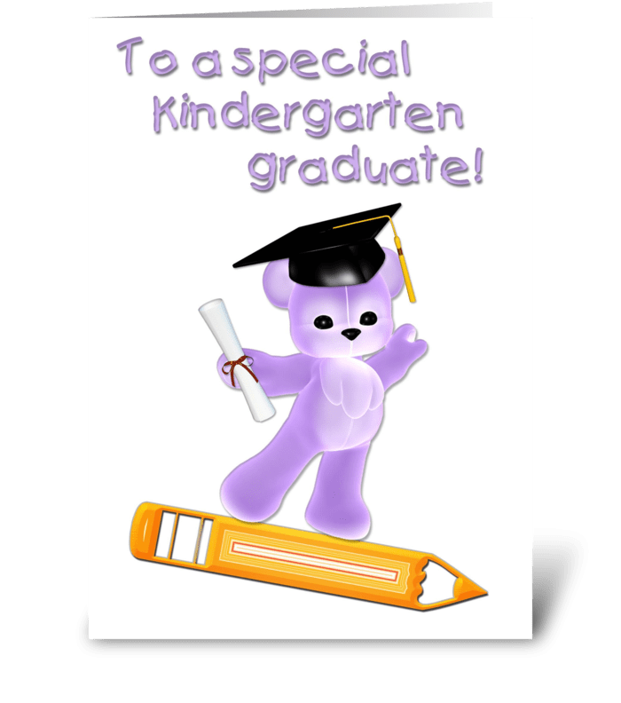Kindergarten Graduate, Purple Bear  greeting card