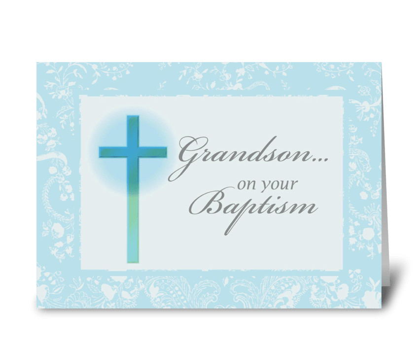 3881 Grandson Baptism, Blue, Lace greeting card