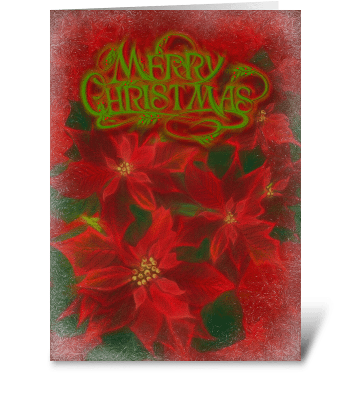 Christmas Poinsettias greeting card