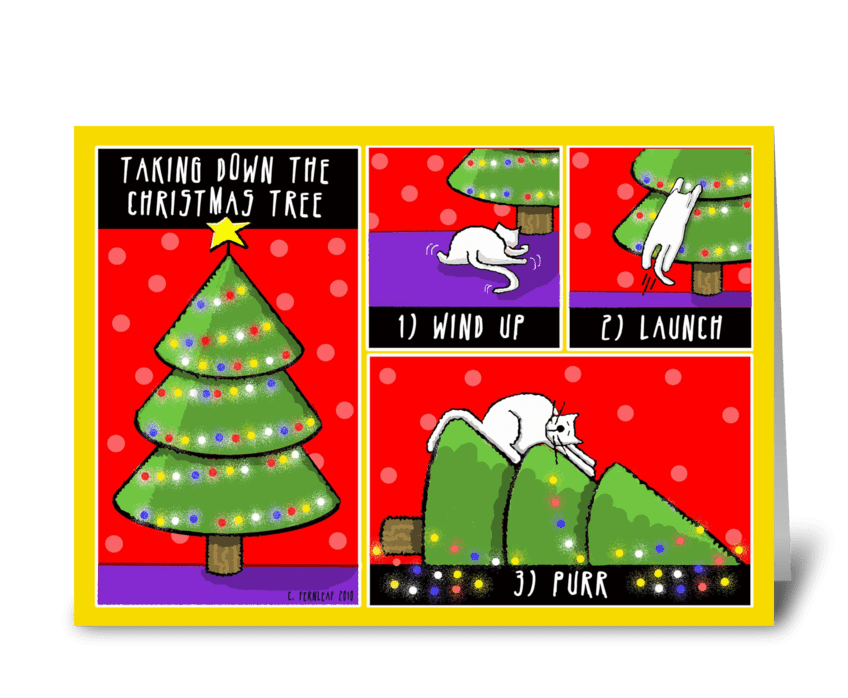 Taking Down the Christmas Tree greeting card