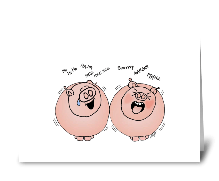Cartoon pig friends. greeting card