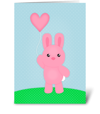 Cute Pink Bunny  greeting card
