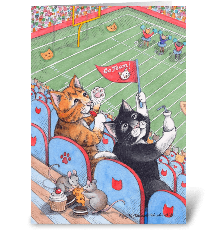 Football Cats Happy Birthday #61 greeting card