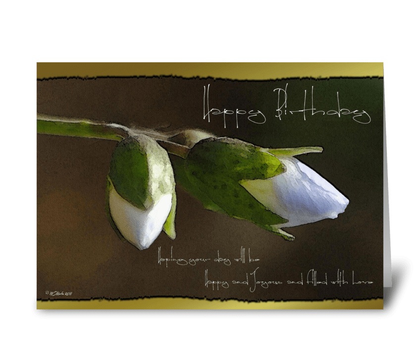 Delicate White Buds Birthday Card greeting card