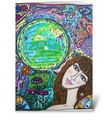 The Girl With The Knowing Smile greeting card